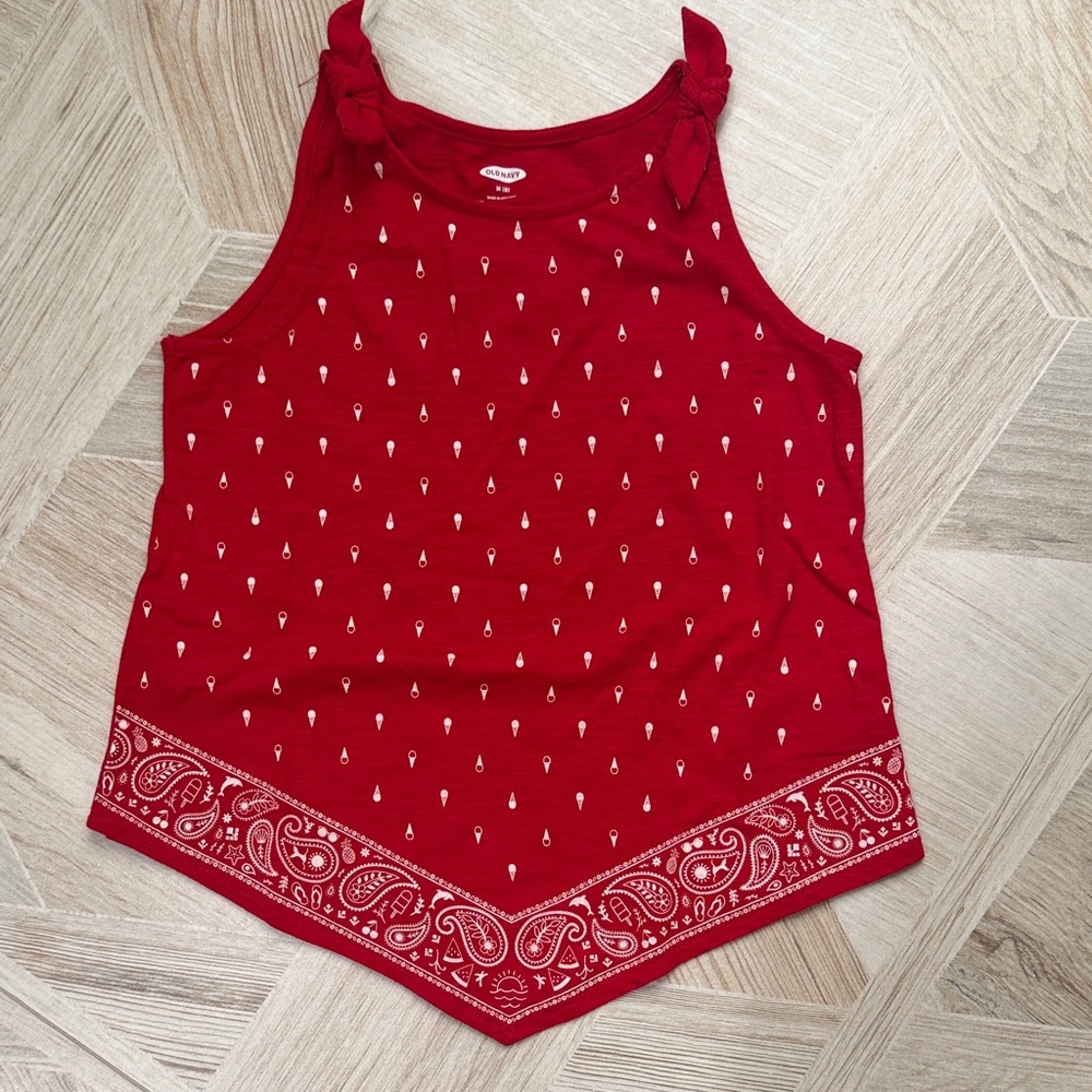 Red Bandana Print Girl's Top 8